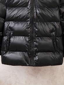 SHEIN Sudadera con capucha acolchada oversize para niños preadolescentes - Negro - Ver 7