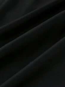 Maweii 大码女式纯色不对称下摆修身中长连衣裙 - 黑色 - 查看 7