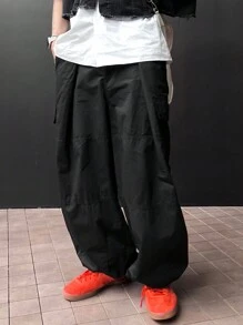 DAZY Men's Solid Color Casual Long Pants With Big Pockets For Daily Wear, Autumn - Black - View 9