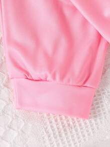 2 pièces Set veste et pantalon de survêtement avec imprimé licorne pour jeunes filles, rose