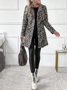 SHEIN Clasi 女式豹纹休闲长袖外套 - 彩色 - 查看 4