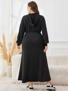 Mulvari بلوزة رياضية مقاس كبير مع سحاب وأكمام طويلة، بتصميم ألوان متباينة، ملابس خريفية - متعدد الألوان - مشاهدة 2