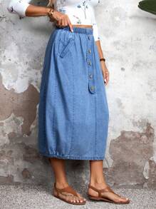 SHEIN LUNE Gonna mini in denim casual da donna, autunno