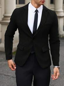 Manfinity Hypemode Blazer informal de color liso, otoñal