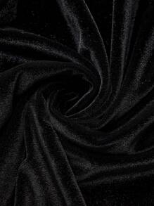 SHEIN Clasi 大码优雅纯色露肩高开叉吊带裙，秋季长款女装 - 黑色 - 查看 6