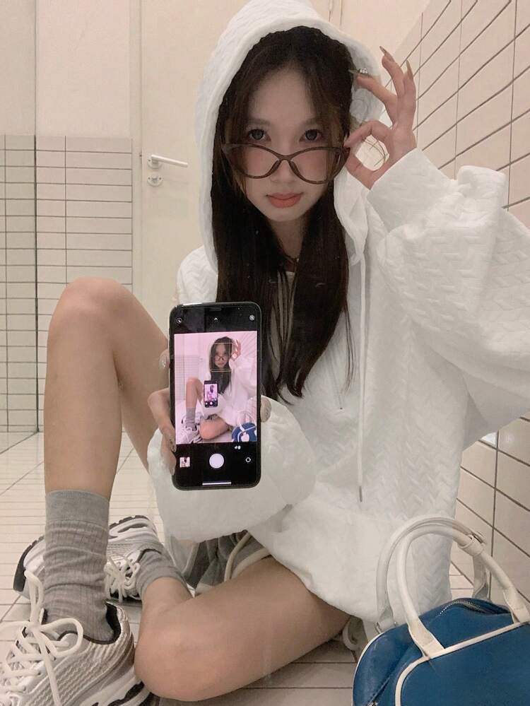 Women's Textured Twist Pattern Hooded Pullover Sweatshirt With Half Zipper,Fall Women Clothes