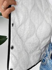 SHEIN LUNE New Winter Black Padded Vest For Women, Thick Thermal Lined, V-Neck, Sleeveless, Figure-Flattering, Versatile