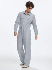 Manfinity VCAY Men Fashion Casual Loose Striped Jumpsuit, Fall - Grey - View 6