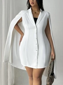 SHEIN Privé Plus Size Fashion Lapel Collar Long Cardigan Coat For Winter
