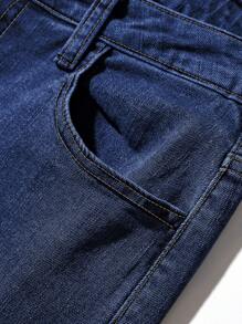 SHEIN Teen Boy Casual Fashion Blue Comfort Stretch Jeans For Dailywear And Back To School Boys Cool/Boys Thanksgiving Costume Dailywear And Fall/Winter Teen Boy - Dark Wash - View 14