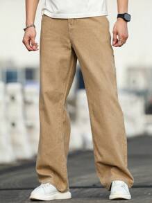 Manfinity Homme Herren Lässig Jeans in Verwaschenem Unifarben mit Gerader Beinform