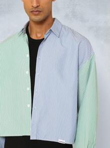 SUMWON Cropped Colour Block Stripe Long Sleeve Shirt - Multicolor - View 3