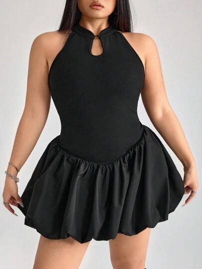 SHEIN ICON ICON Plus Size Women's Black Bubble Dress