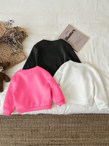 SHEIN Leap Crew 3pcs/Set Baby Girl Thickened Thermal Lined Long Sleeve Sweatshirt, Suitable For Autumn And Winter - Multicolor - View 2