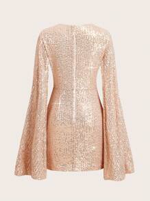 SHEIN Clasi Robe élégante et à la mode pour femme avec manches fendues et sequins, robe de retour à la maison