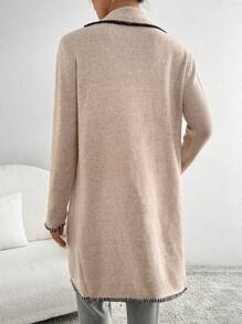 SHEIN LUNE Cárdigan de suéter tejido holgado contrastante