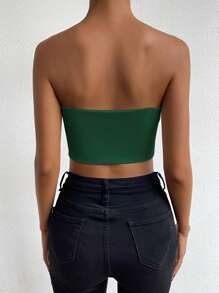 Zolique Top tubo de unicolor simple para mujer - Verde - Ver 2