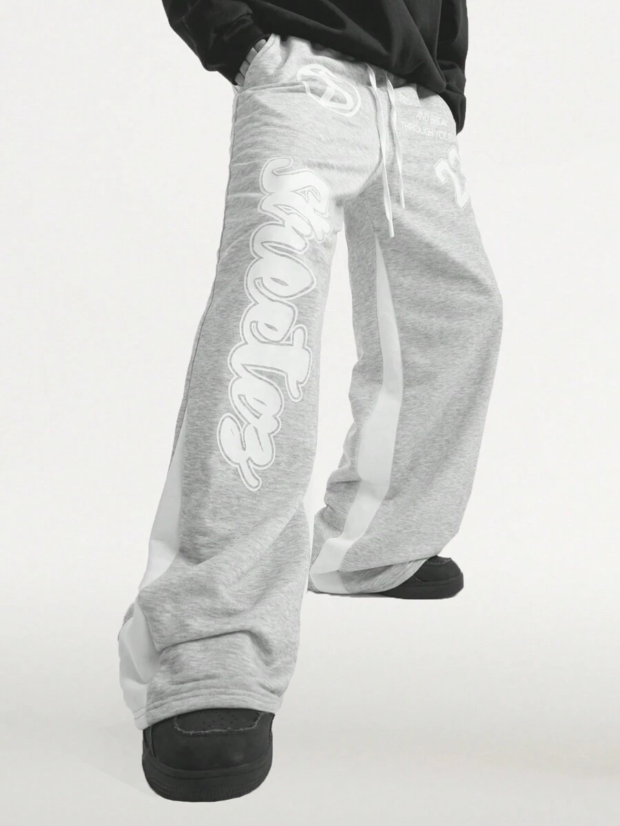 Manfinity VCAY Men's Loose Straight Knit Sweatpants - Grey - View 1