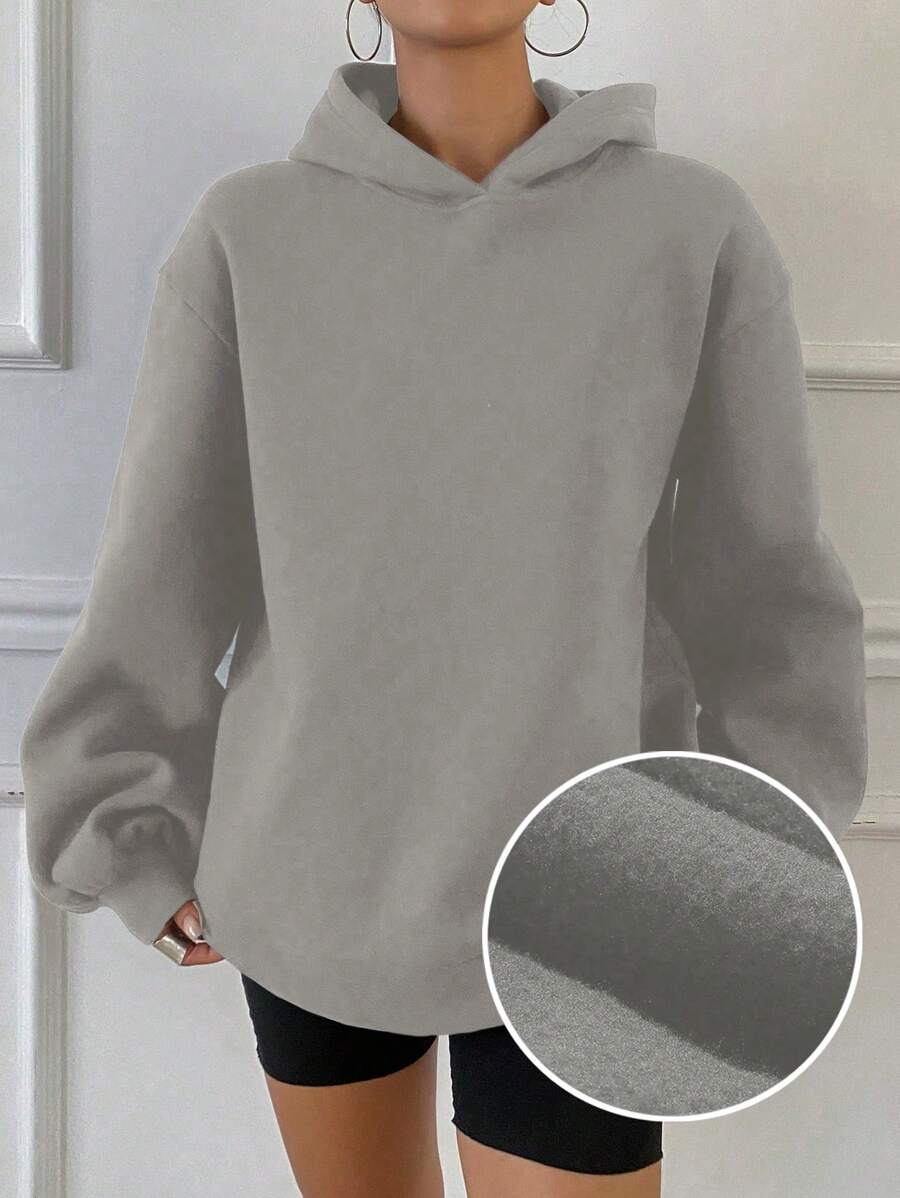 DAZY Sudadera con capucha básica de moda, informal y de felpa para mujer, nueva para otoño, con forro térmico - Gris Claro - Ver 1