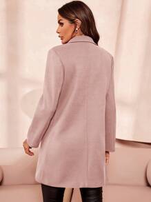 SHEIN Clasi Manteau tricoté à double boutonnage de couleur unie décontractée pour femme, manteau oversize élégant à col cranté et manches régulières avec deux boutons pour les femmes en rose poussiéreux, à porter au quotidien - Vieux Rose - Voir 2