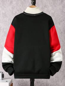 Áo nỉ cổ tròn phối màu thời trang cho bé trai tuổi teen, thích hợp cho mùa thu/đông. - Nhiều màu - Xem 2