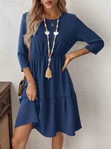 EMERY ROSE 秋季连衣裙女士连衣裙 - 适合教学、工作、商务和休闲装、西装、商务休闲装 - 藏蓝色 - 查看 5