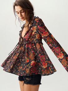 Bohemela 花卉印花女式度假衬衫