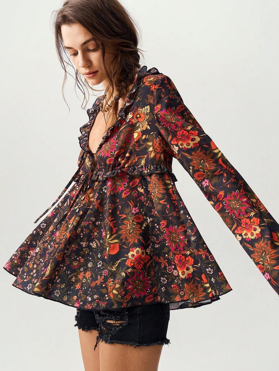 Bohemela 花卉印花女式度假衬衫