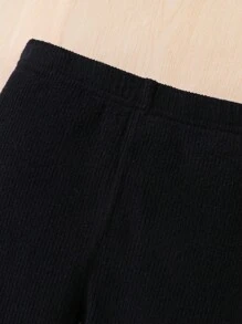 SHEIN 2 piezas/Set Niña joven Cómodo cuello redondo manga larga sudadera y pantalones de unicolor
