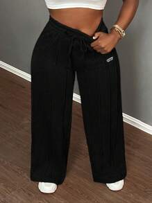 Slaydiva 休闲灰色宽松直筒裤 - 黑色 - 查看 9