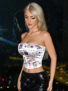 SHEIN ICON Áo croptop in hình bài thời trang mùa hè - Nhiều màu - Xem 5