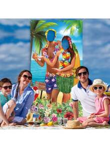 1Pc Biểu ngữ cửa chụp ảnh cặp đôi trang trí tiệc theo phong cách Hawaii, 180*90Cm/150*100Cm Đạo cụ chụp ảnh Biểu ngữ tiệc, Biểu ngữ cửa Hawaii Vật dụng tiệc tiệc bãi biển nhiệt đới - Nhiều màu - Xem 3