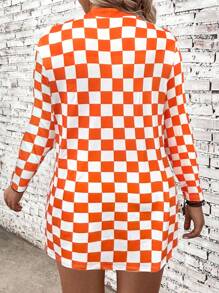 SHEIN LUNE Áo khoác dài tay kẻ caro khối màu cỡ lớn cho nữ - Nhiều màu - Xem 2