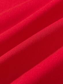 Manfinity Men's Casual Slogan & Christmas Tree Print Oversized Crew Neck Sweatshirt, Fall/Winter - Red - View 5