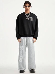 Manfinity VCAY Men's Loose Straight Knit Sweatpants - Grey - View 5