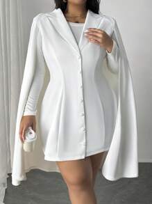 SHEIN Privé Plus Size Fashion Lapel Collar Long Cardigan Coat For Winter