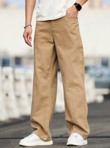 Manfinity Homme Herren Lässig Jeans in Verwaschenem Unifarben mit Gerader Beinform