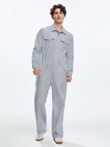 Manfinity VCAY Men Fashion Casual Loose Striped Jumpsuit, Fall - Grey - View 7