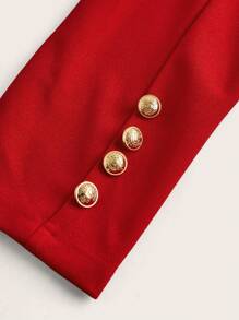 SHEIN Clasi Blazer rojo sin cuello de moda para mujer para otoño e invierno - Rojo - Ver 10