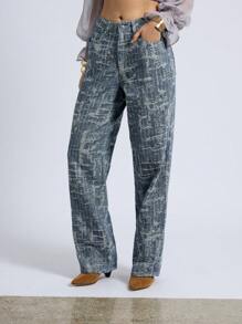 AiiRZ Textured Distressed Baggy Jeans - Blue - View 1