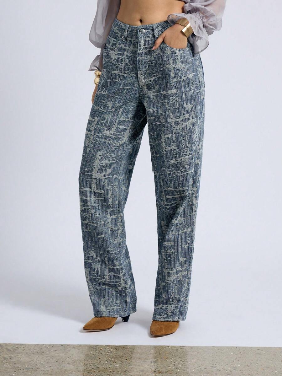 AiiRZ Textured Distressed Baggy Jeans - Blue - View 1