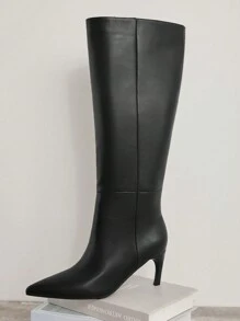 SHUZIA Botas de tacón alto clásicas minimalistas negras de uso diario casual para mujer, con vibra de vacaciones de verano, zapatos de primavera, para Semana Santa, Navidad - Negro - Ver 6