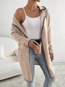 SHEIN LUNE Cárdigan de suéter tejido holgado contrastante