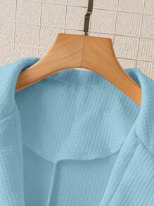 SHEIN Clasi 女士纯色简约日常长袖收腰西装外套 - 藍色 - 查看 3