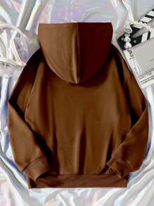 SHEIN Tween Girls Gothic Style Rhinestone Embellished Comfortable Sweatshirt - Brown - View 2