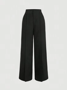 SHEIN MOD 女士长款黑色商务休闲裤秋冬正装裤黑色女士正装裤职业装 - 黑色 - 查看 1