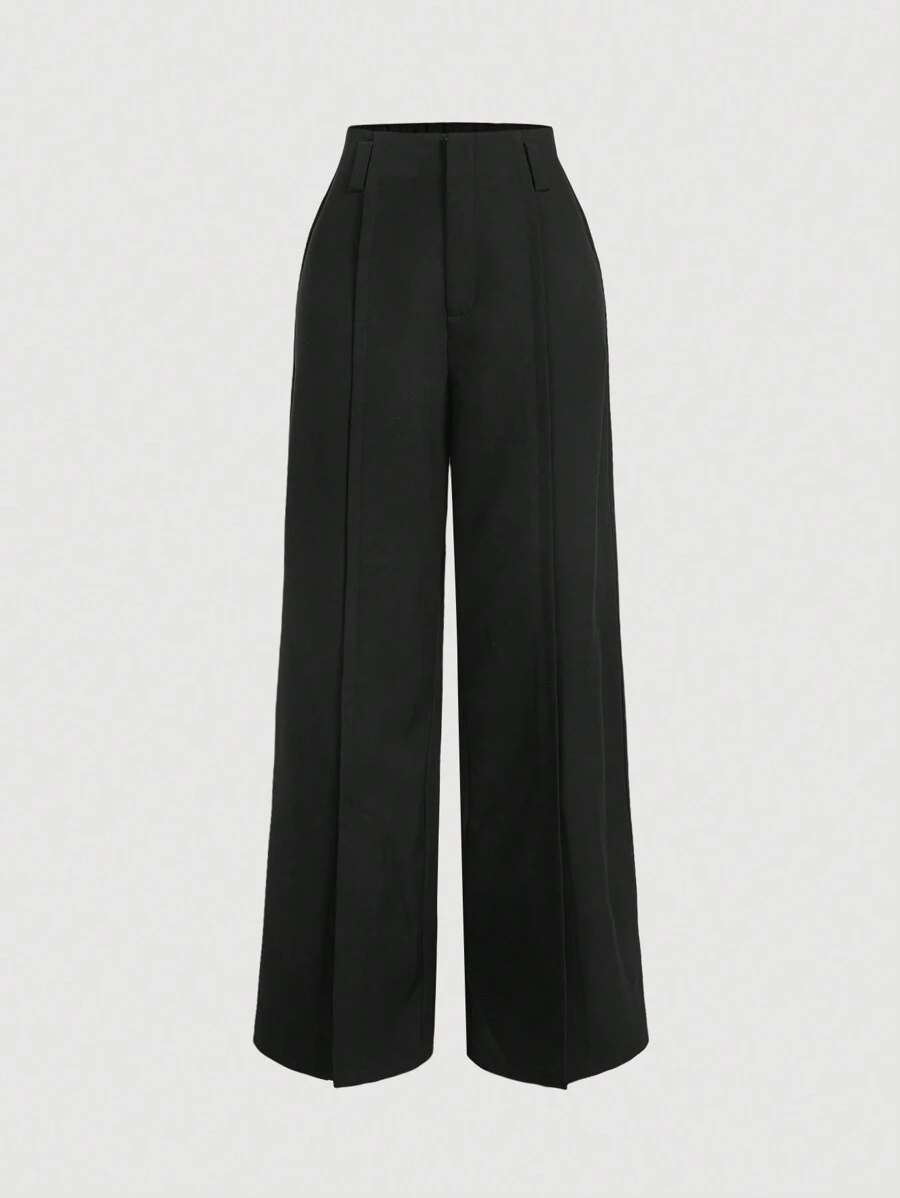 SHEIN MOD 女士长款黑色商务休闲裤秋冬正装裤黑色女士正装裤职业装 - 黑色 - 查看 1