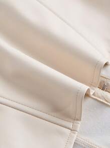 SHEIN MOD Solid PU Leather Bustier Tube Beige Breast Cup Waist Shaping Corset Top - Beige - View 4