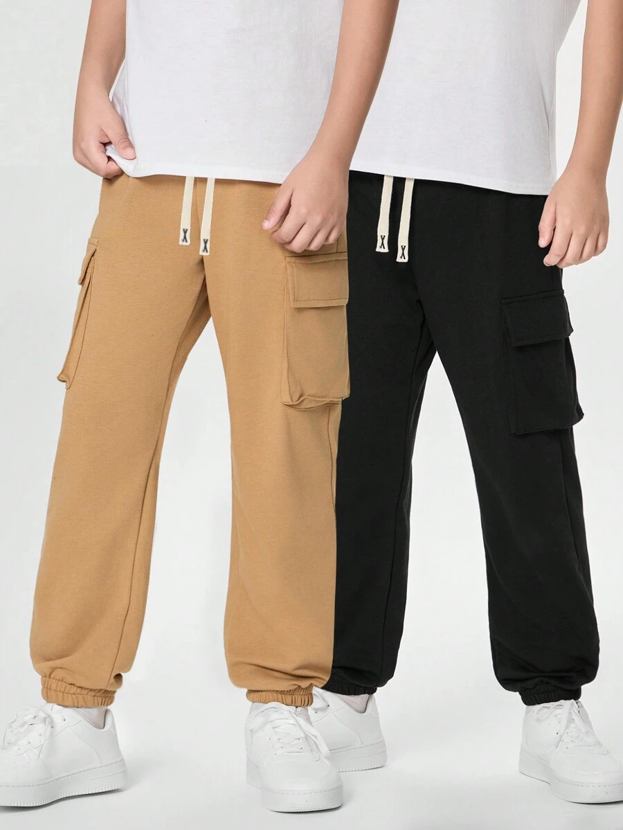 2pcs/Set All-Match Casual Pocket Design Sweatpants For Teen Boys - Multicolor - View 1