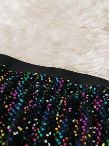 SHEIN Clasi Falda maxi con aplicaciones de lentejuelas para mujer talla grande, para otoño/invierno - Negro - Ver 3